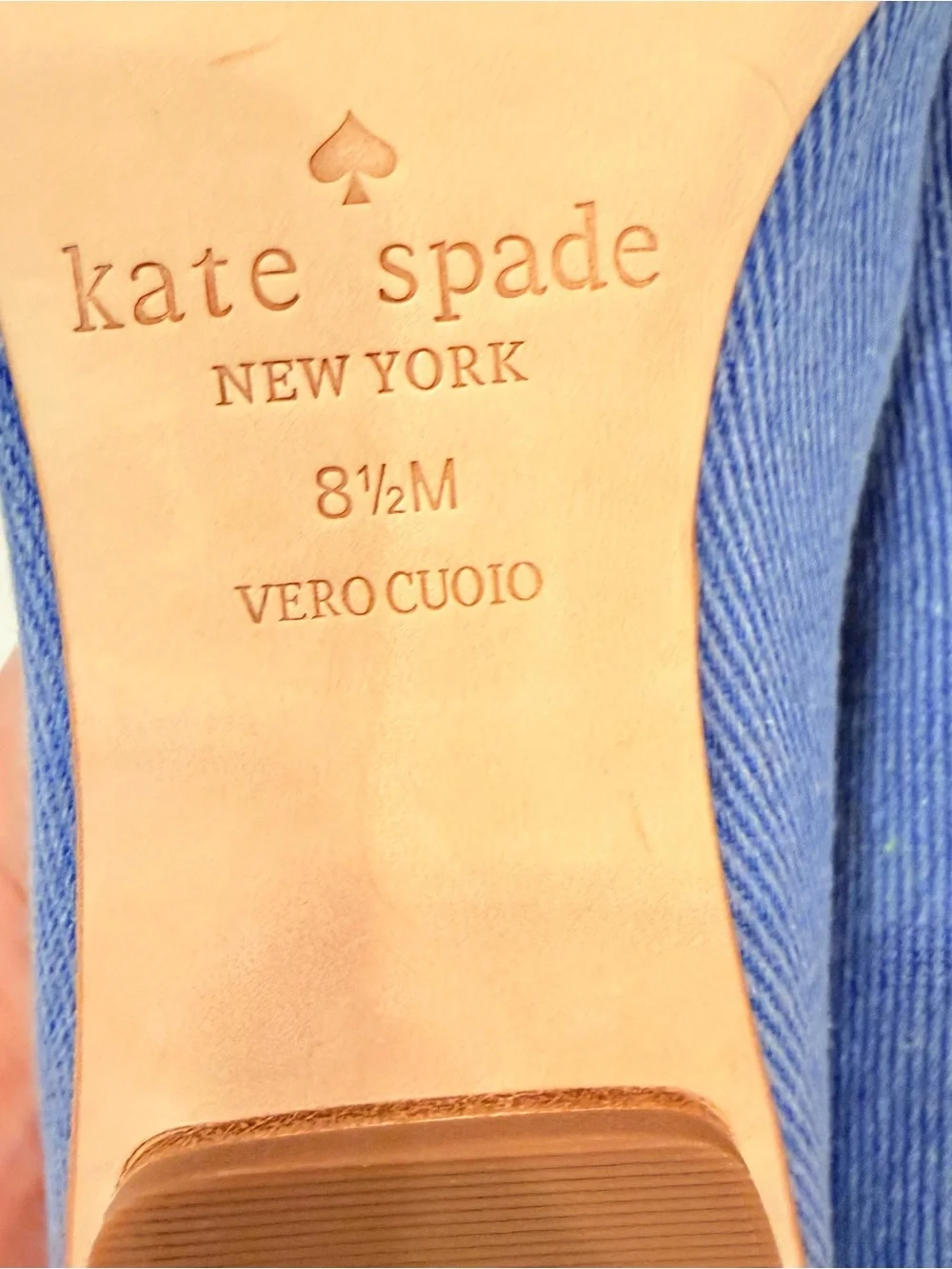 Kate Spade New York Nelly Flats Washed Denim Metallic Silver Sz 8.5 NIB